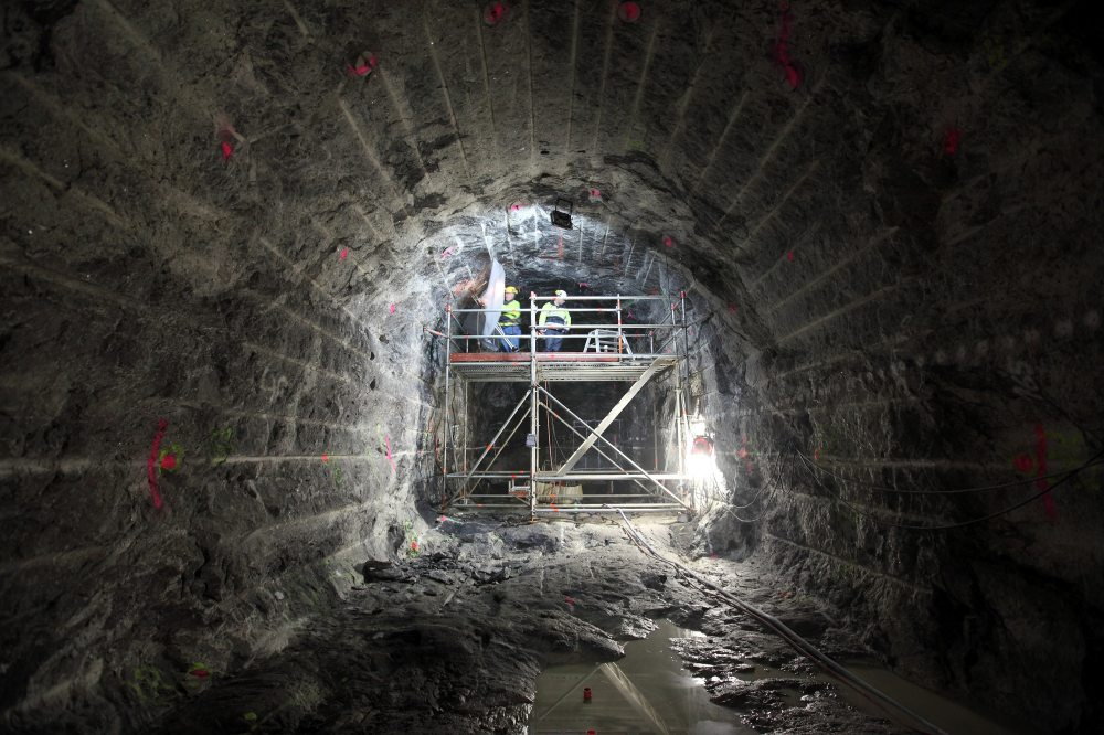 Tunnel work in Onkalo spent nuclear fuel repository.