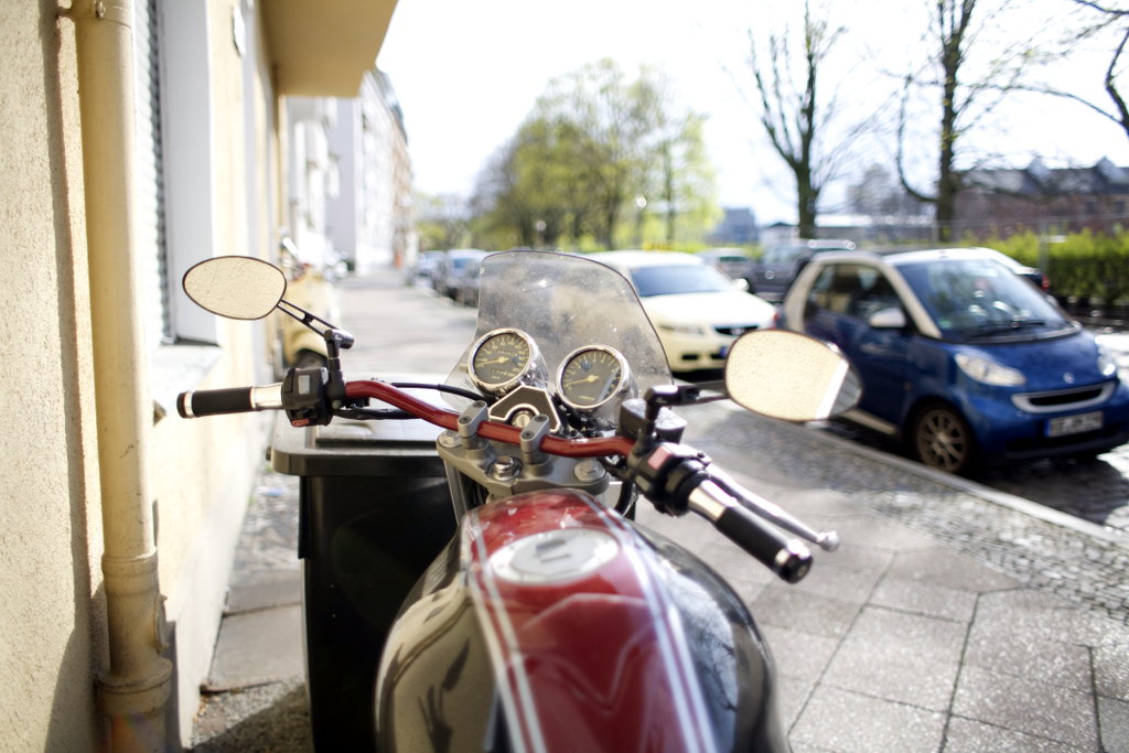 Motor bike in Berlin street. Photo: Sanjin Đumišić.