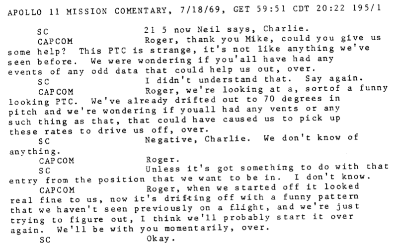 Apollo 11 transcript - UFO incident about S-IVB.