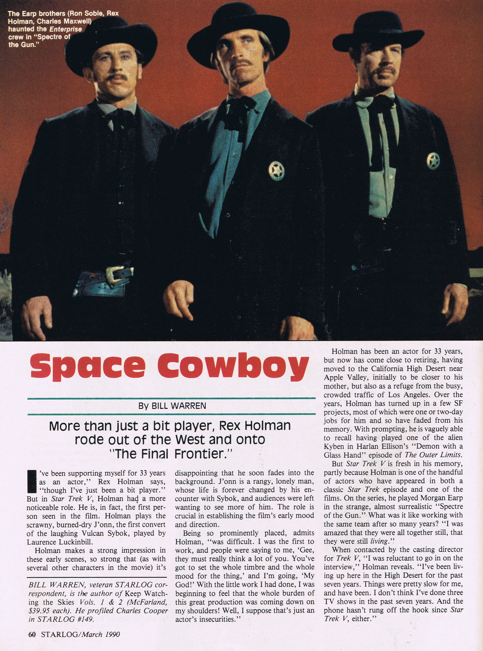 Rex Holman interview Starlog Magazine issue 152 from 1990.