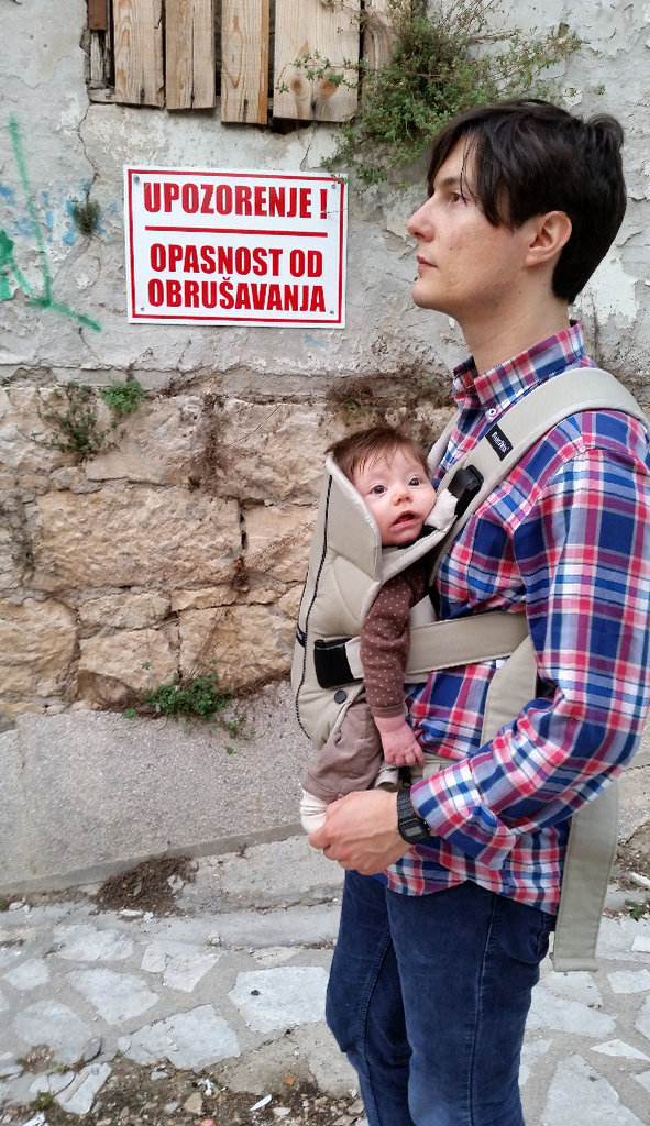 Florens and Sanjin in Mostar streets. Photo: Lisa Sinclair.