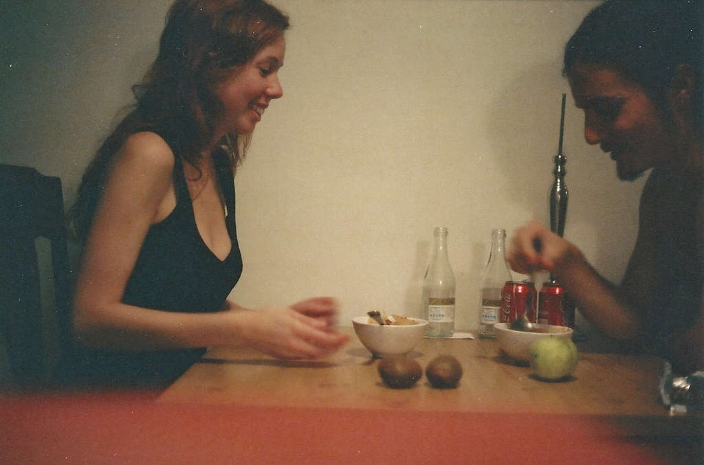 Moving in and eating a scrambled dinner. We changed the parquet that night. I love these 35mm photos.