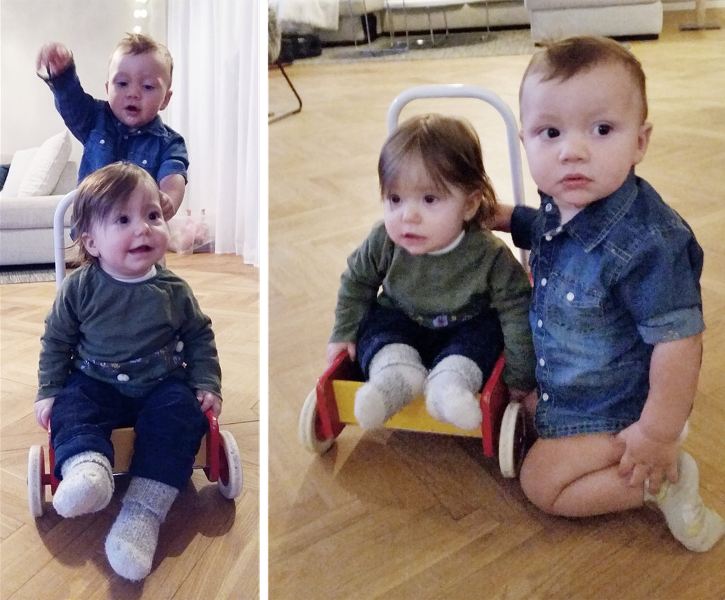 Babies driving cart, Vincent and Florens. Photo: Sanjin Đumišić.