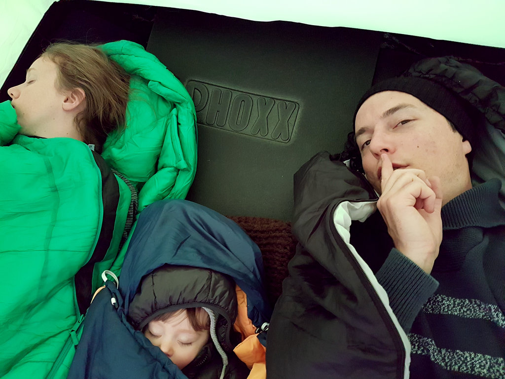 Sleeping baby in tent. Norway road trip. Photo: Sanjin Đumišić.