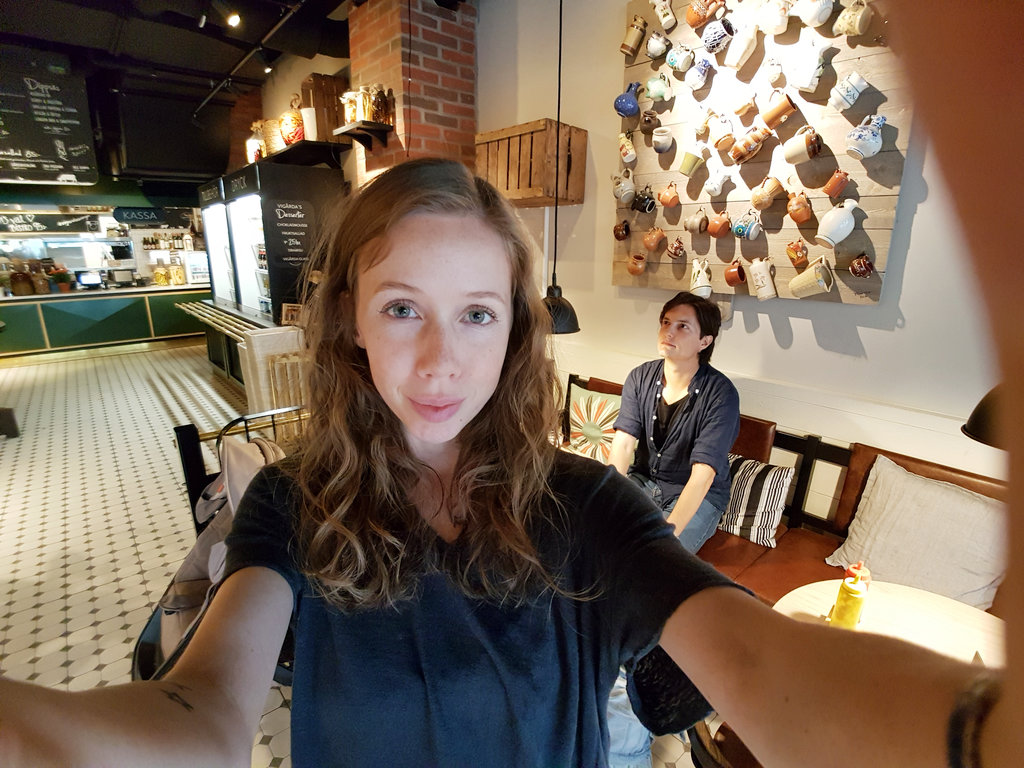 Lisa and Sanjin, wide lens selfie.