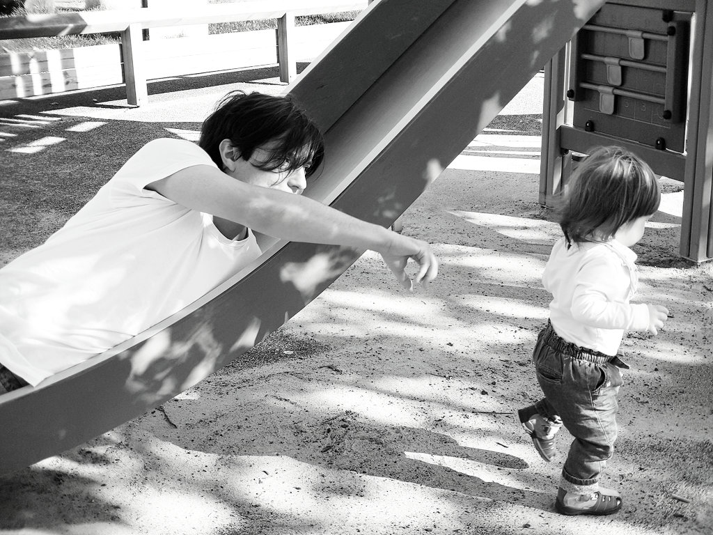 Sanjin and Florens at the playground. Photo: Lisa Sinclair.