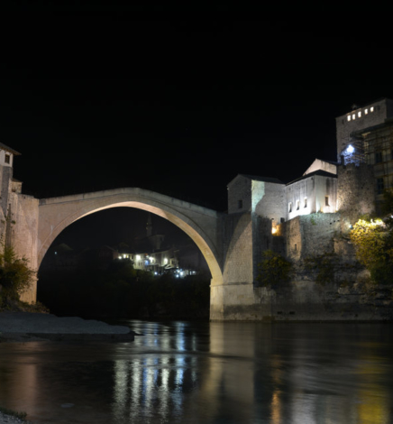 Old bridge in Mostar by night